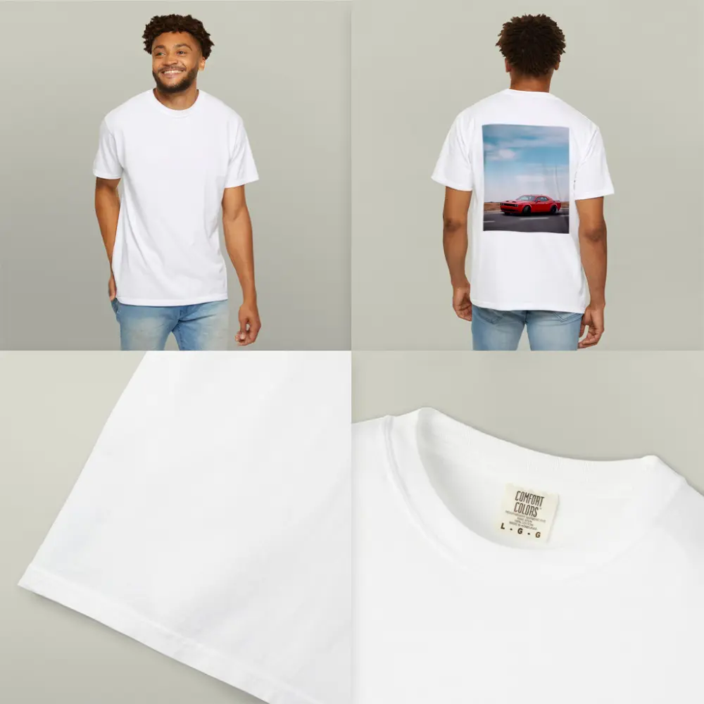 Red Dodge Challenger Speeding On Open Road – T-Shirts
