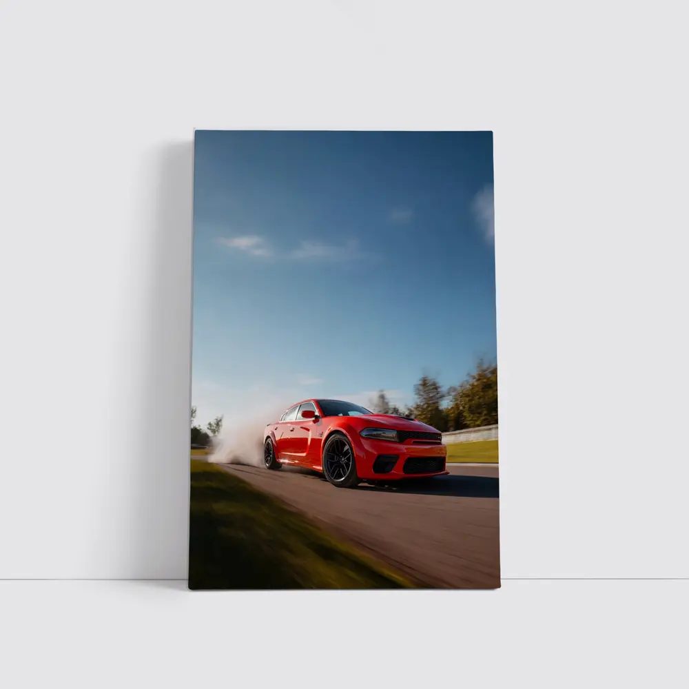 Dodge Charger Red Muscle Car On Track – Wall Art