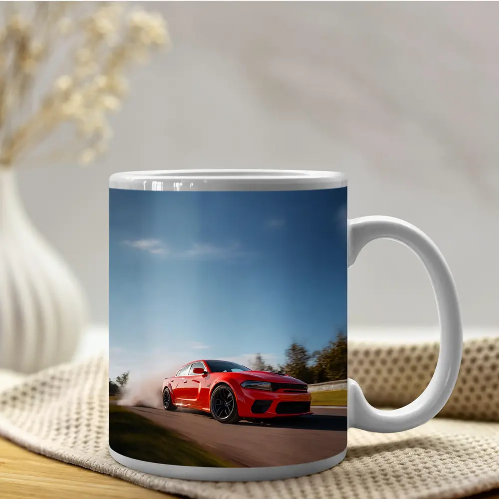 Dodge Charger Red Muscle Car On Track – Mugs