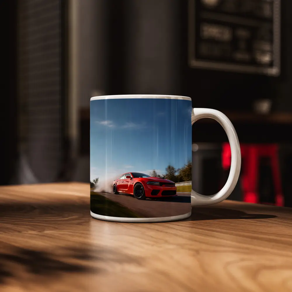 Dodge Charger Red Muscle Car On Track – Mugs