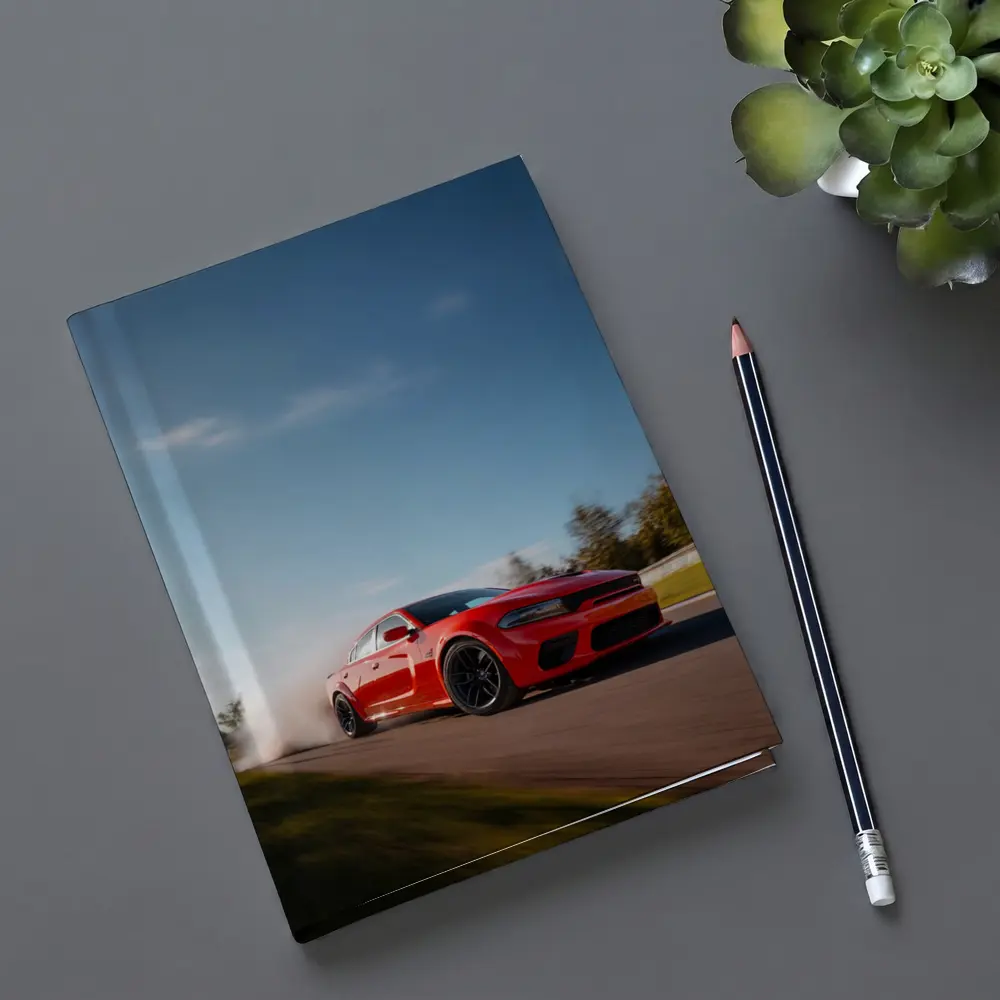 Dodge Charger Red Muscle Car On Track – Notebooks