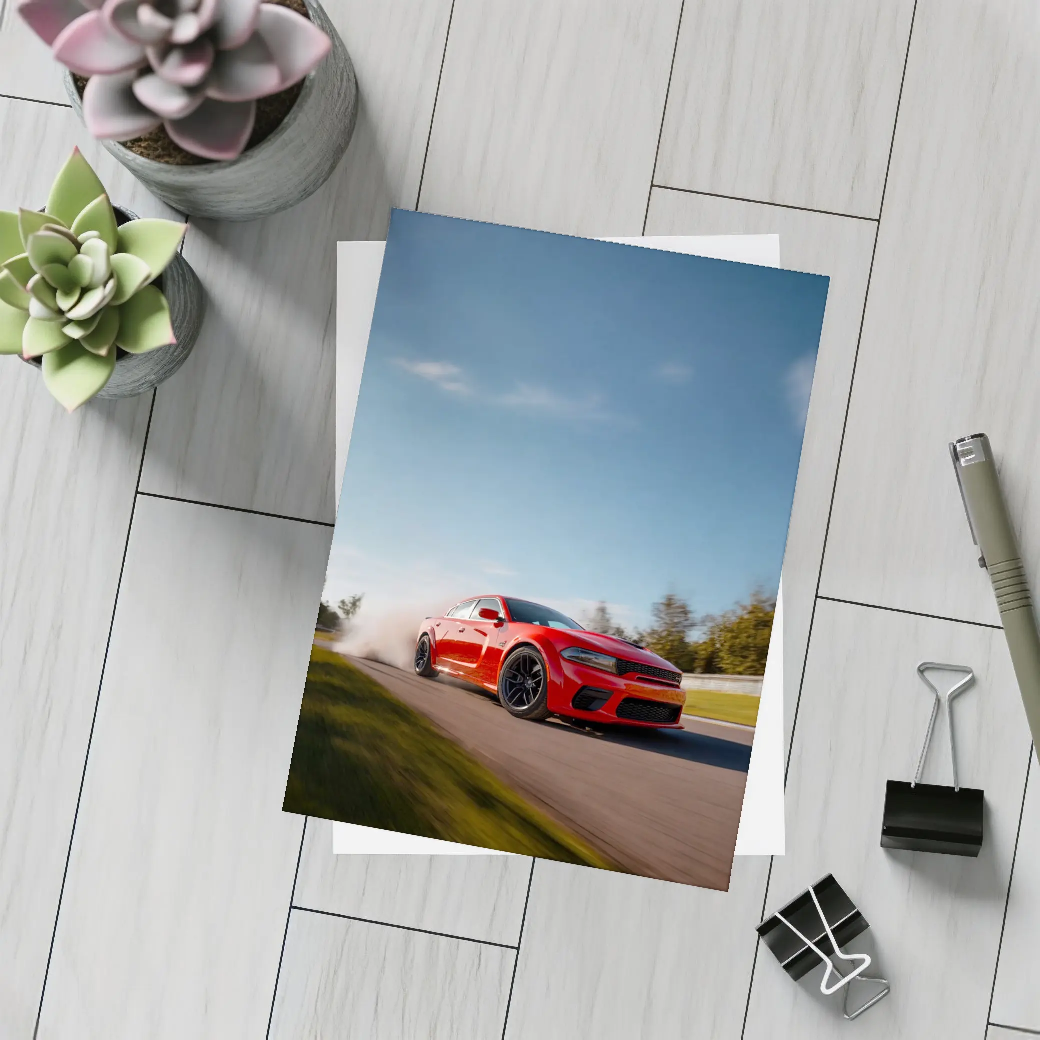 Dodge Charger Red Muscle Car On Track – Postcards