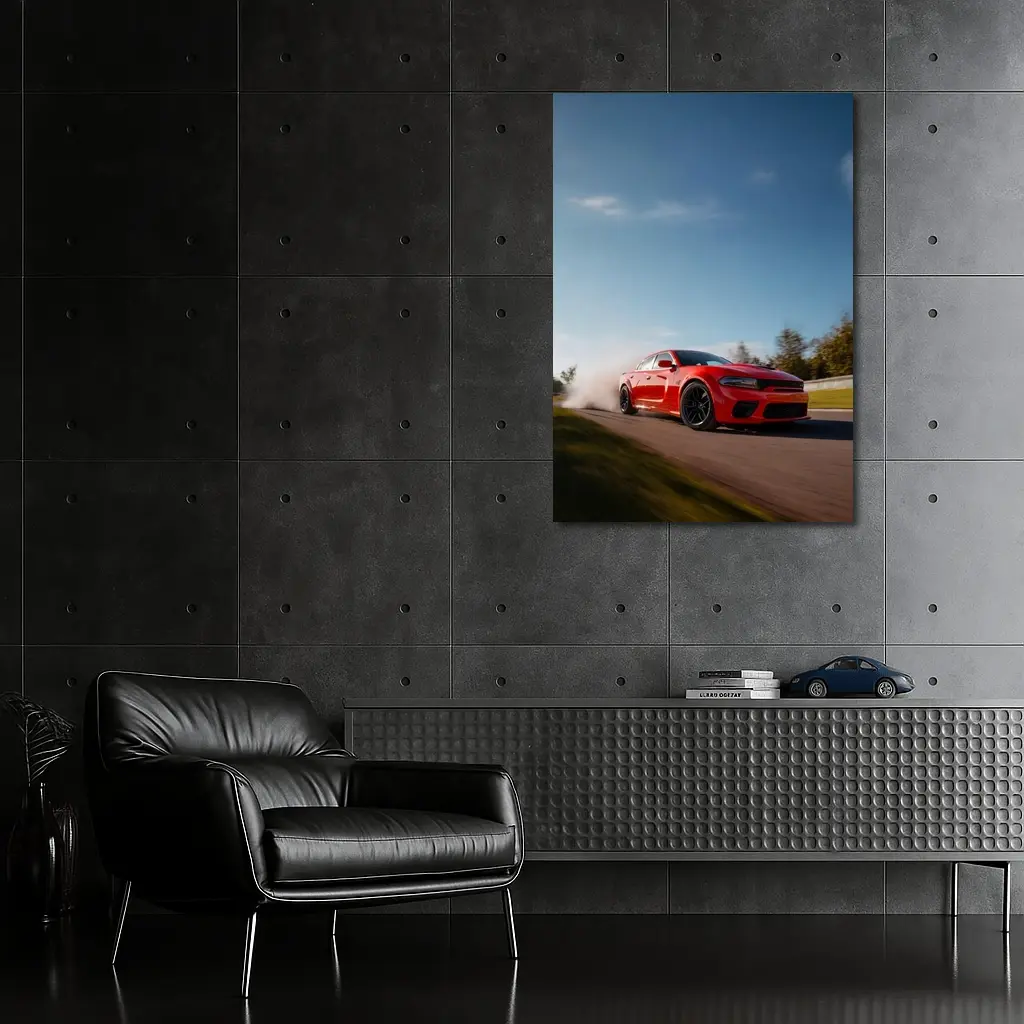 Dodge Charger Red Muscle Car On Track – Wall Art
