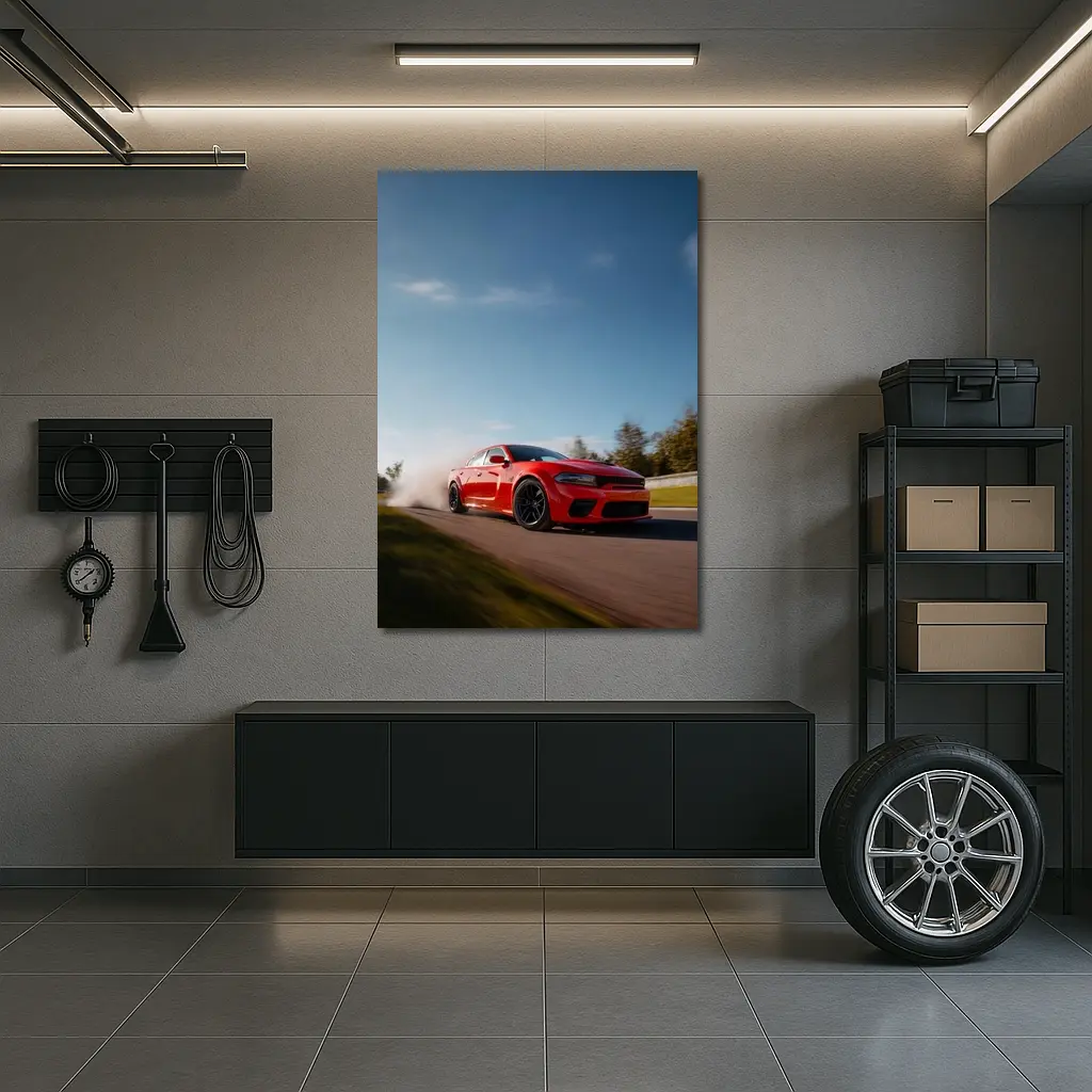 Dodge Charger Red Muscle Car On Track – Wall Art