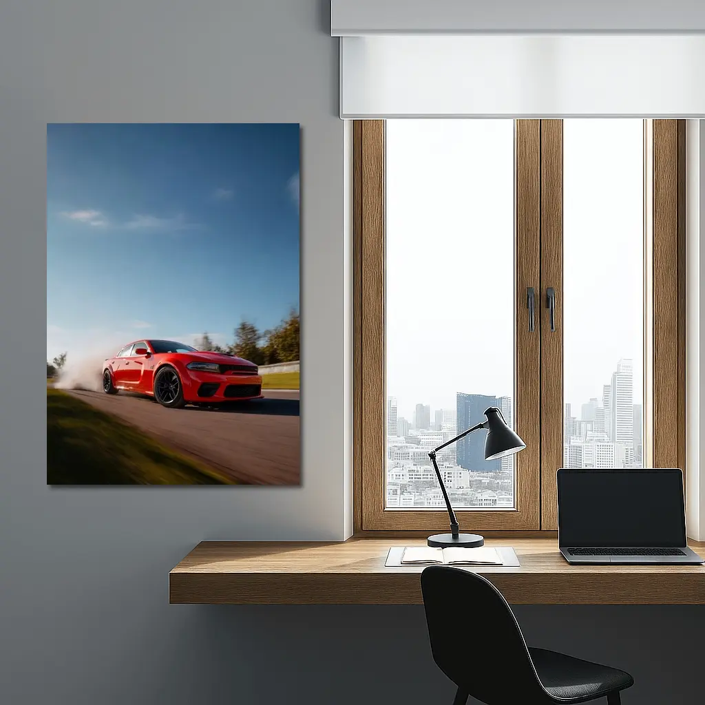 Dodge Charger Red Muscle Car On Track – Wall Art