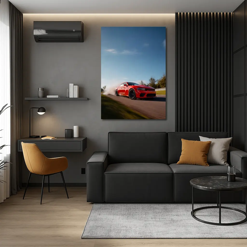 Dodge Charger Red Muscle Car On Track – Wall Art