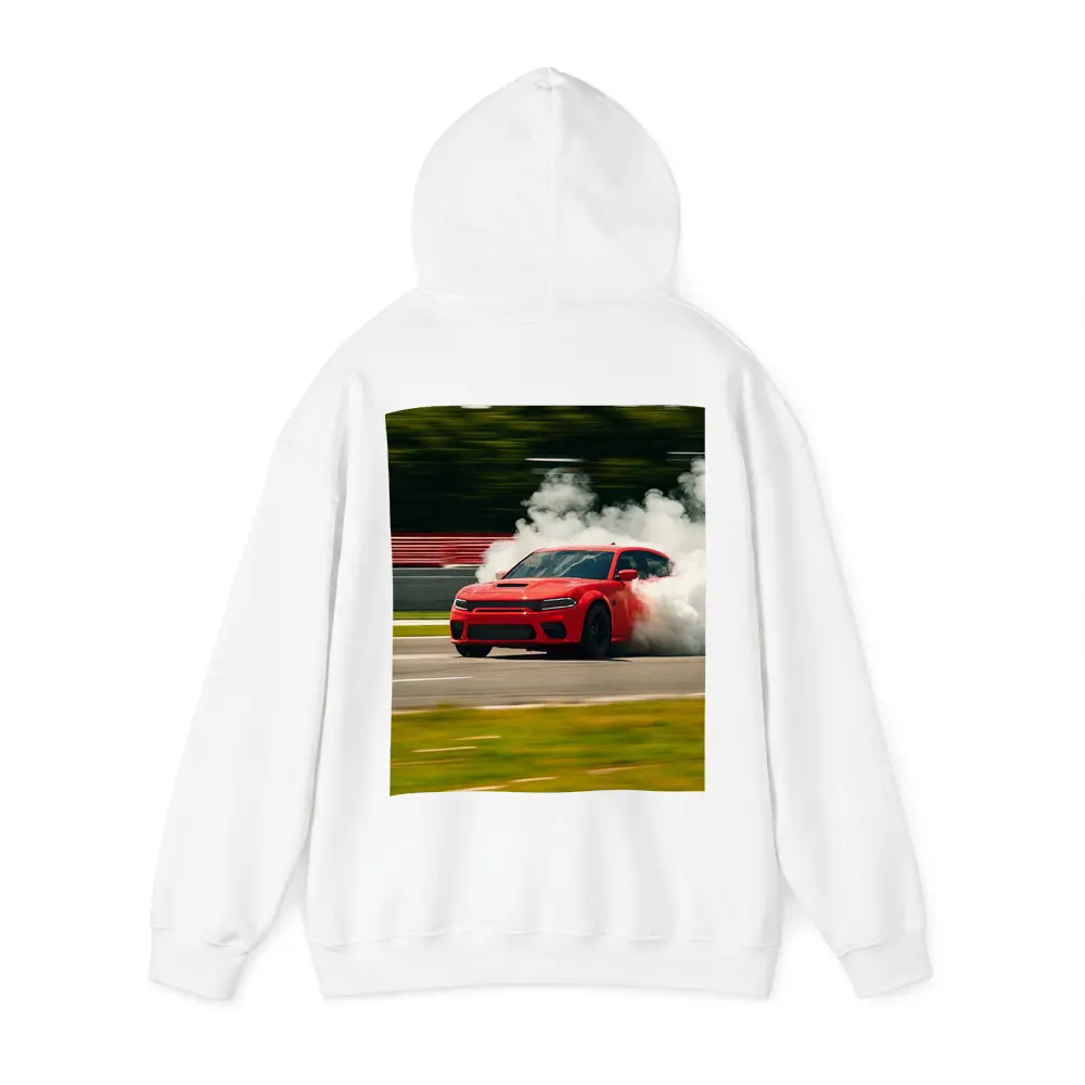 Red Dodge Charger Burnout on Track – Hoodies