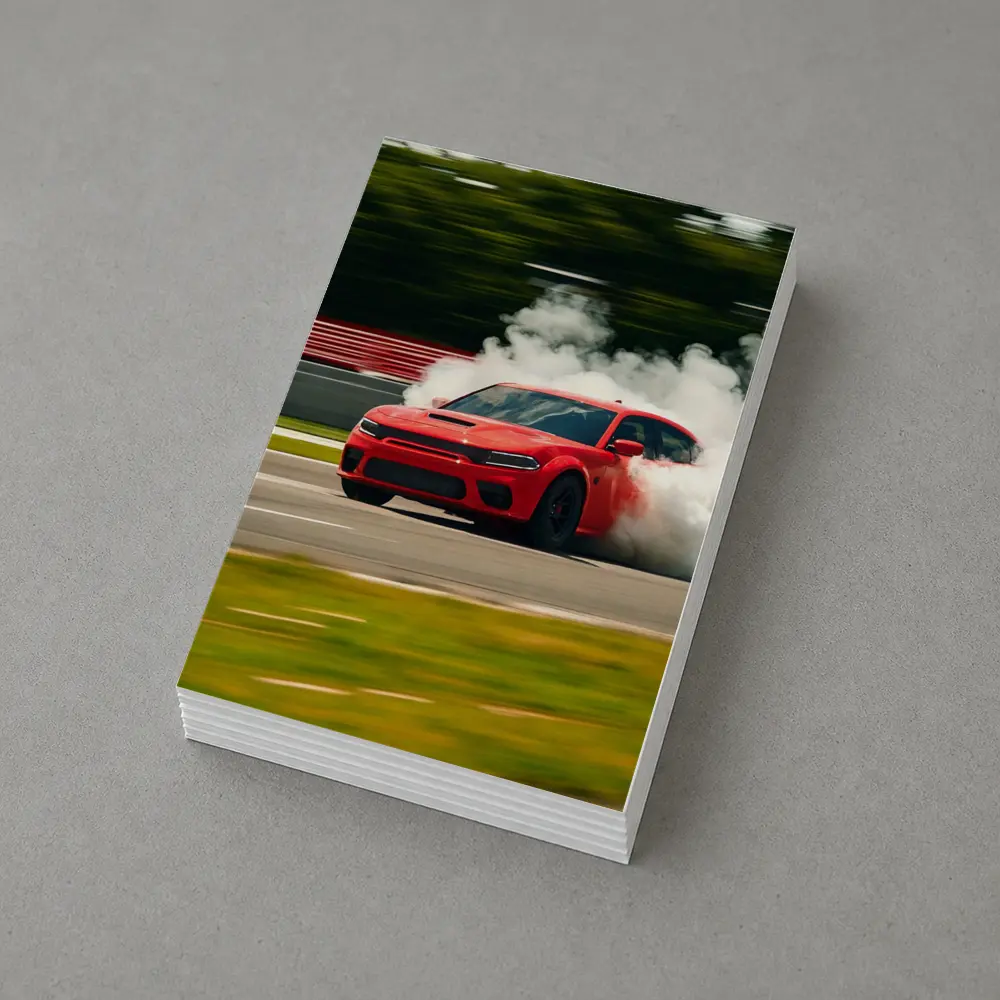 Red Dodge Charger Burnout on Track – Postcards