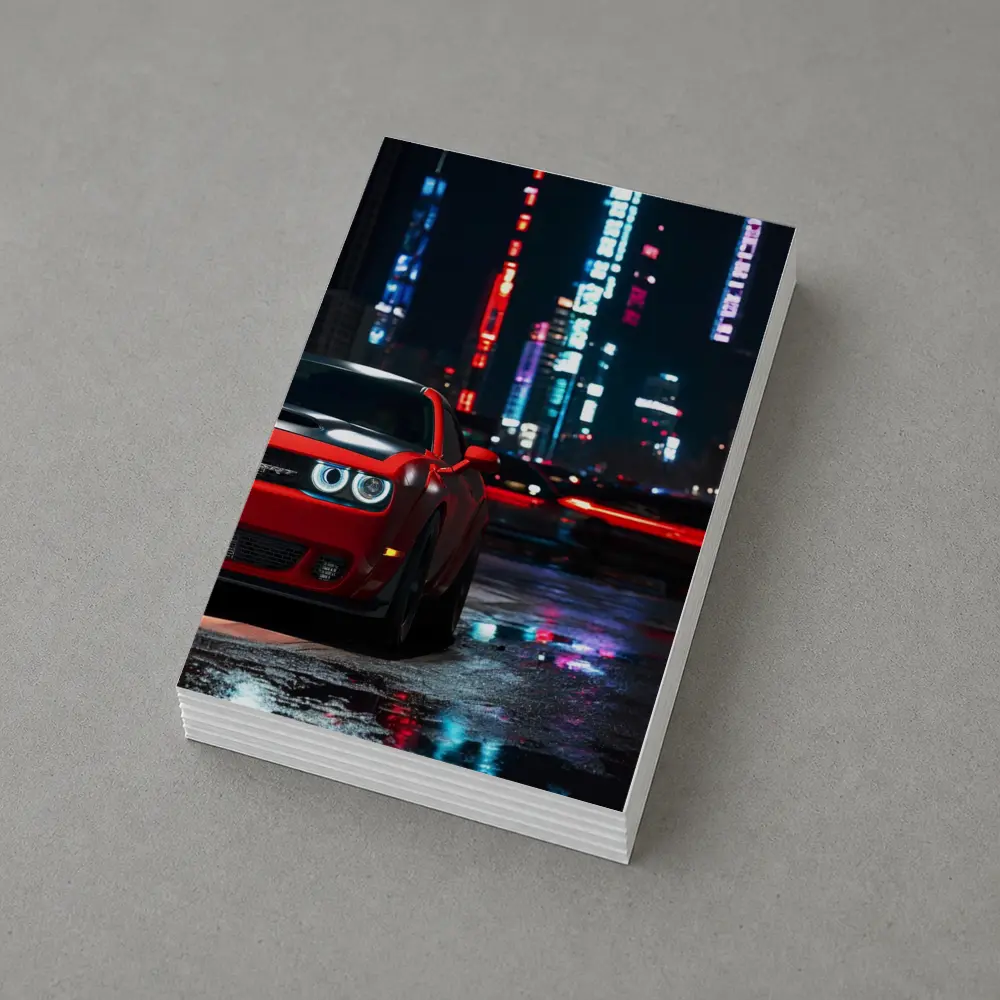 Dodge Challenger SRT Red Neon City Night – Postcards