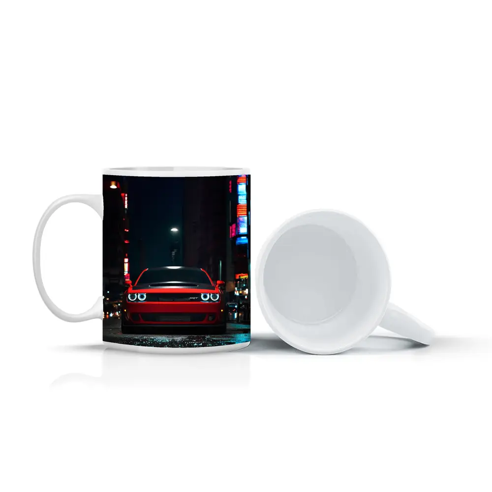 Dodge Challenger SRT Red Night City Street – Mugs