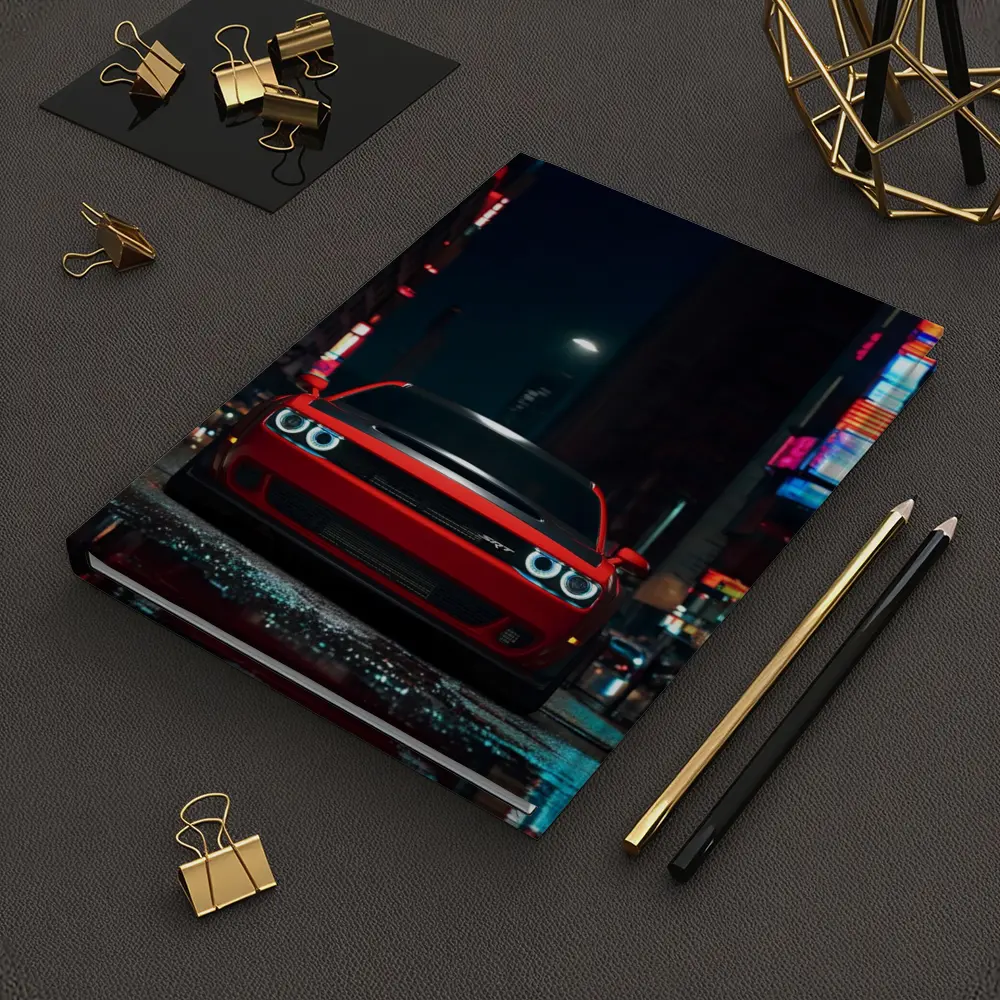 Dodge Challenger SRT Red Night City Street – Notebooks