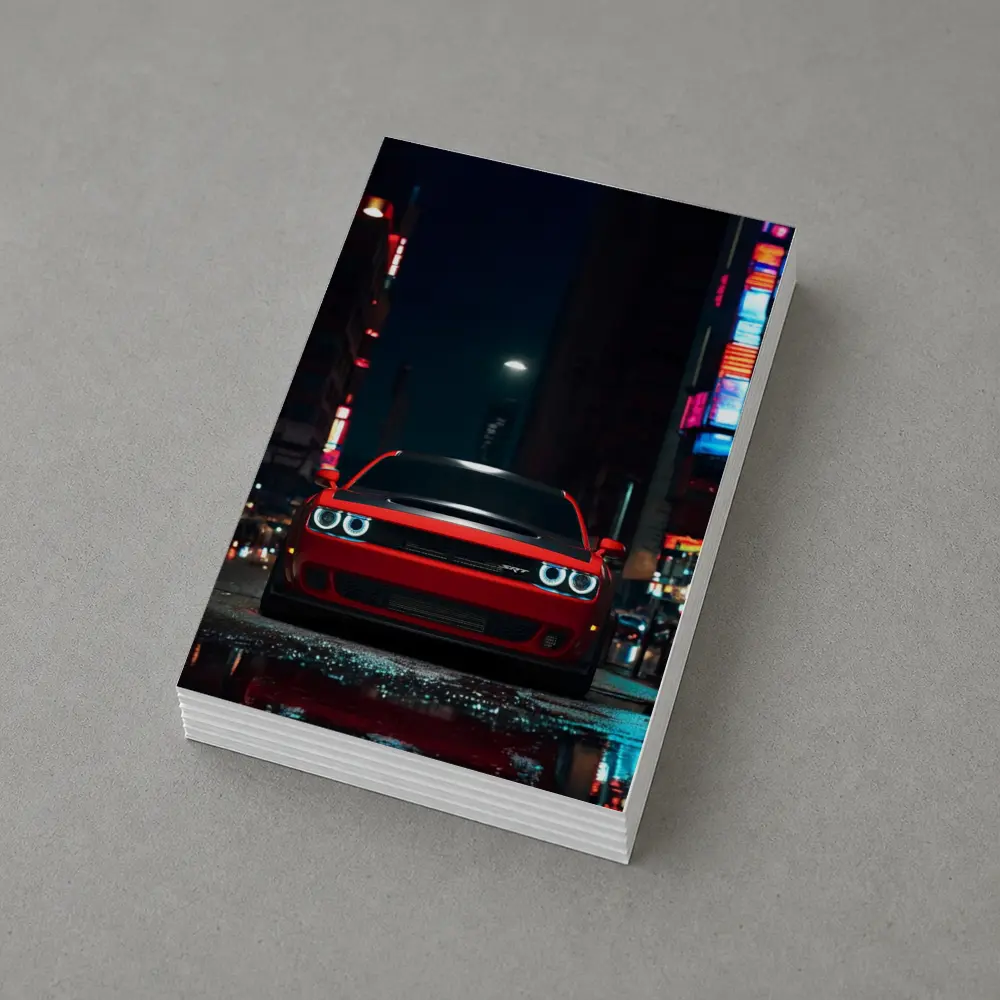 Dodge Challenger SRT Red Night City Street – Postcards