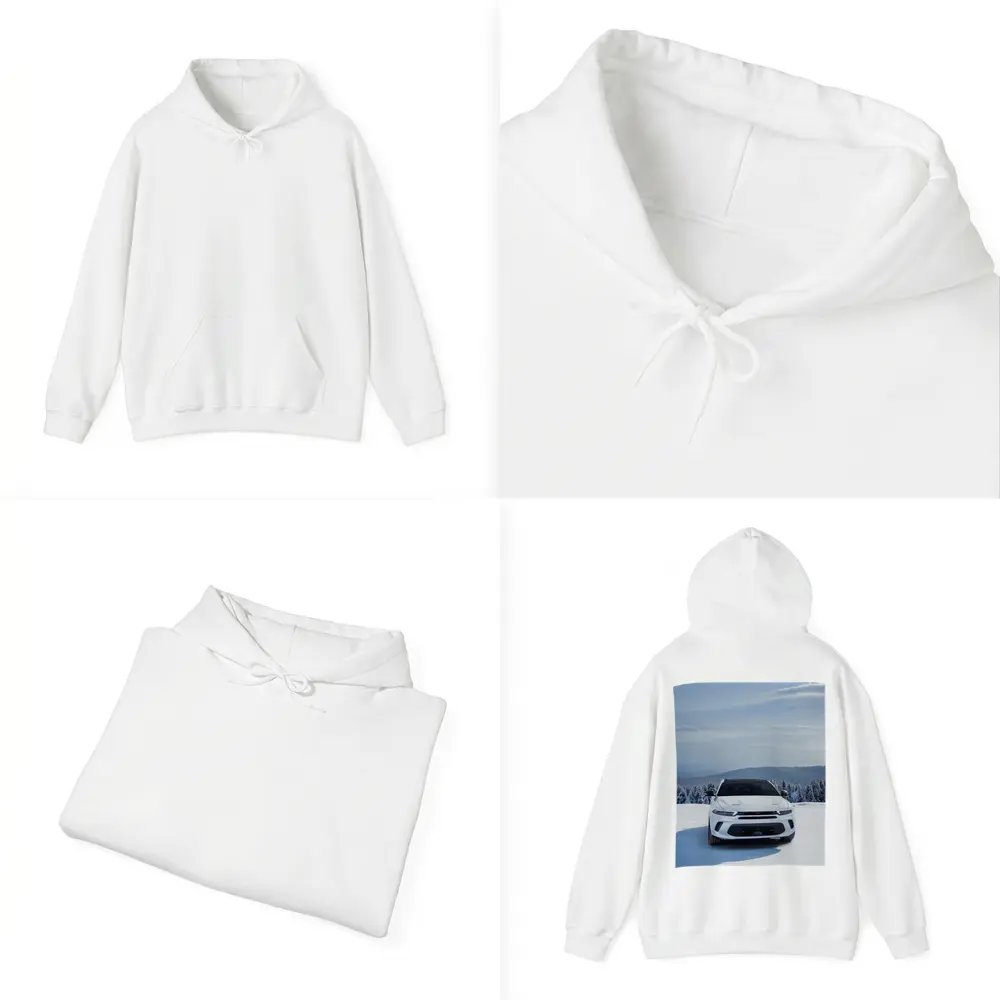 Dodge Hornet White SUV Snowy Winter Landscape – Hoodies
