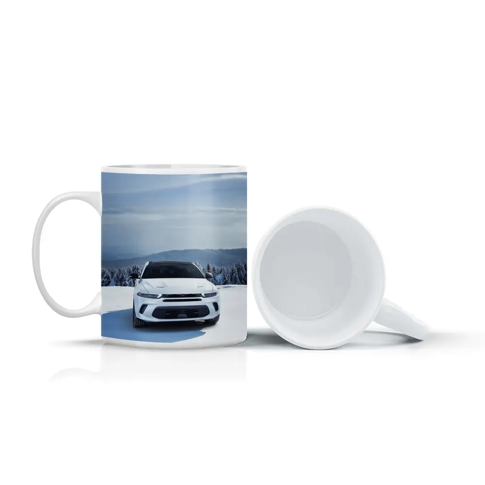 Dodge Hornet White SUV Snowy Winter Landscape – Mugs