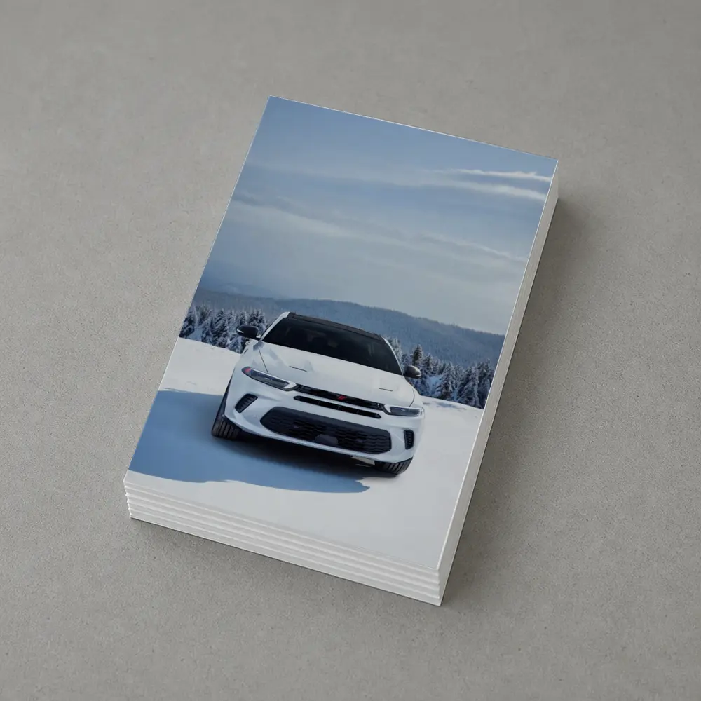 Dodge Hornet White SUV Snowy Winter Landscape – Postcards