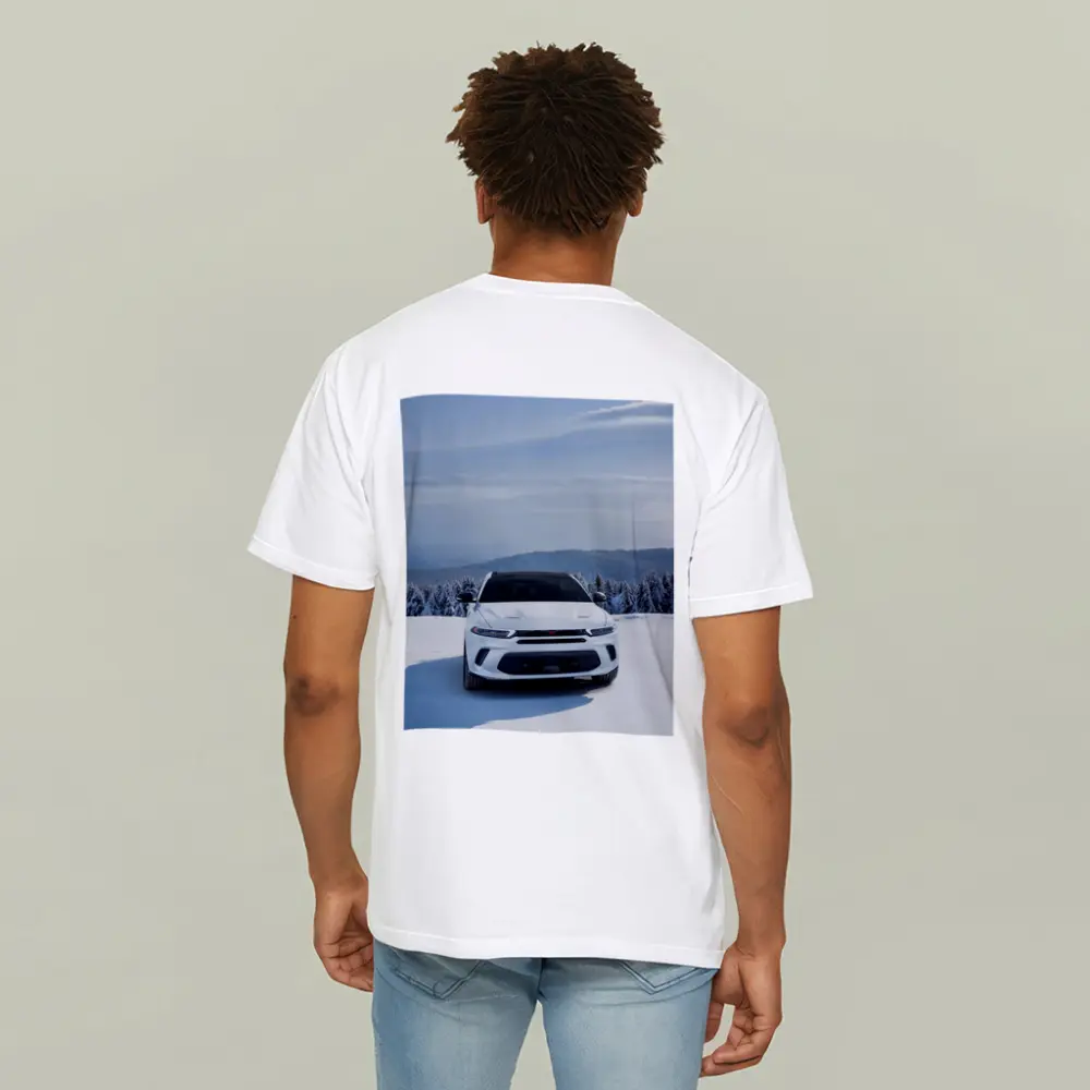 Dodge Hornet White SUV Snowy Winter Landscape – T-Shirts