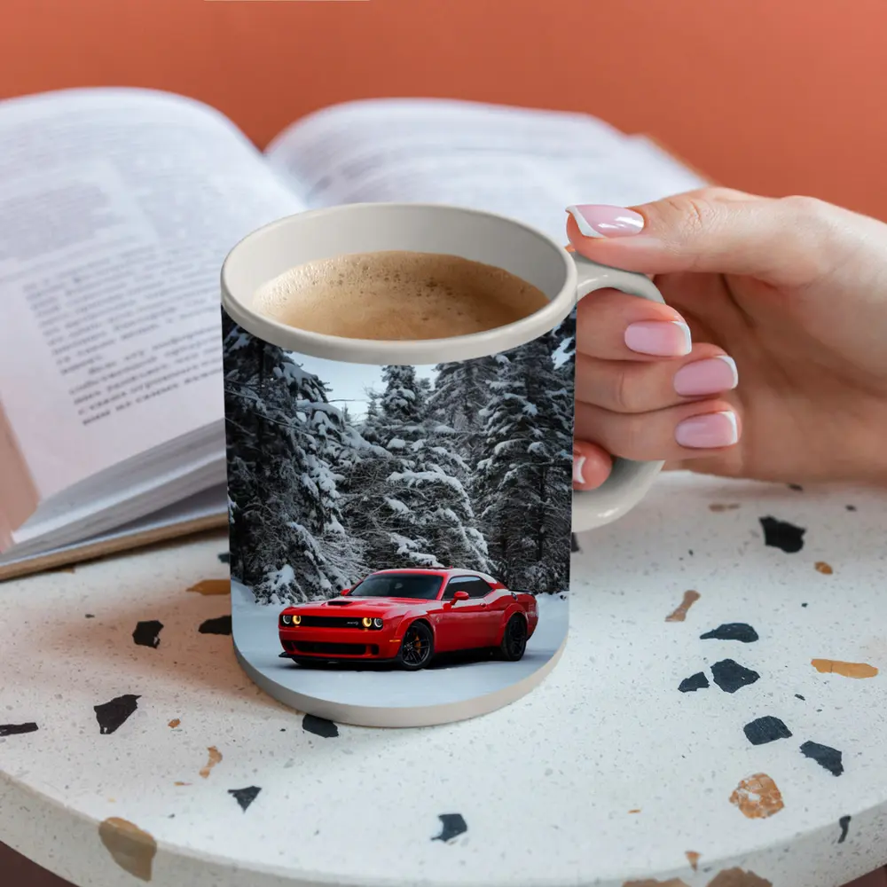 Dodge Challenger SRT Red Snow Winter Forest – Mugs