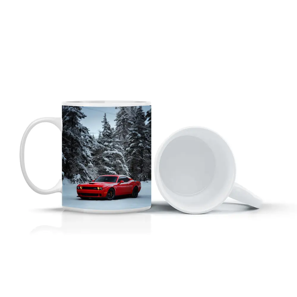 Dodge Challenger SRT Red Snow Winter Forest – Mugs