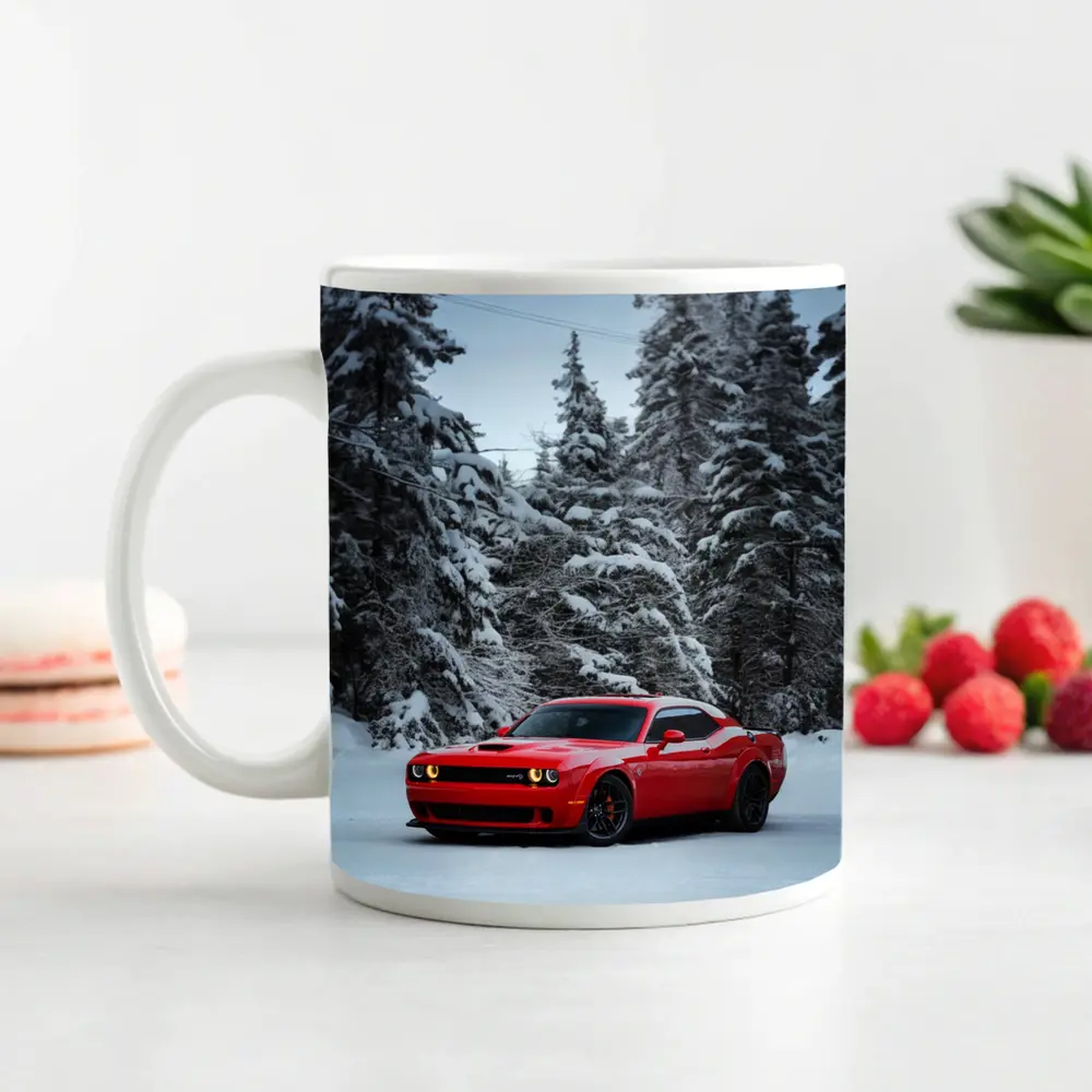 Dodge Challenger SRT Red Snow Winter Forest – Mugs
