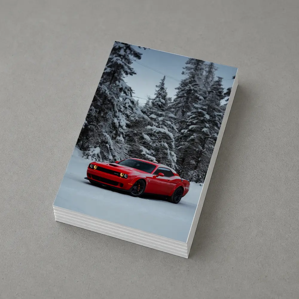 Dodge Challenger SRT Red Snow Winter Forest – Postcards