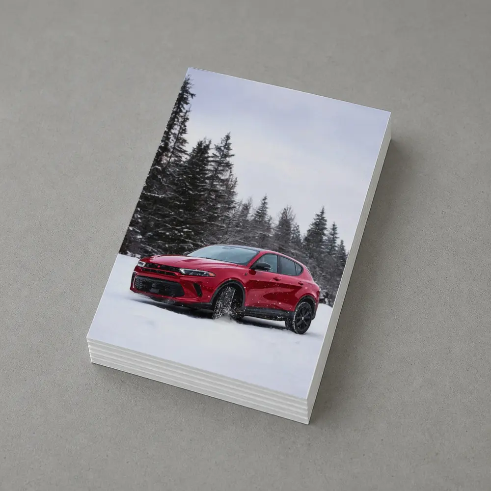 Dodge Hornet Red SUV Snowy Winter Forest – Postcards