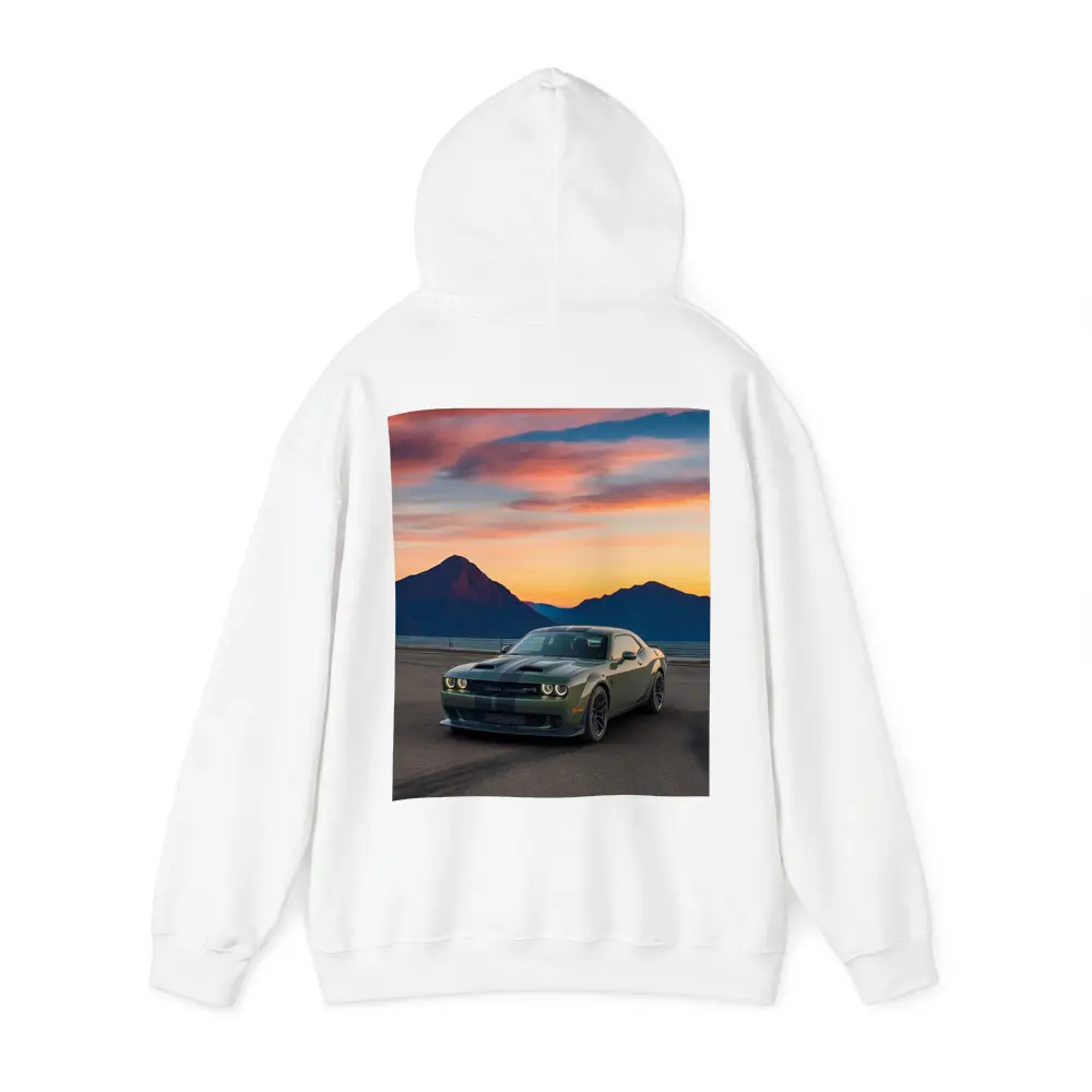 Dodge Challenger Muscle Car Sunset Mountains – Hoodies