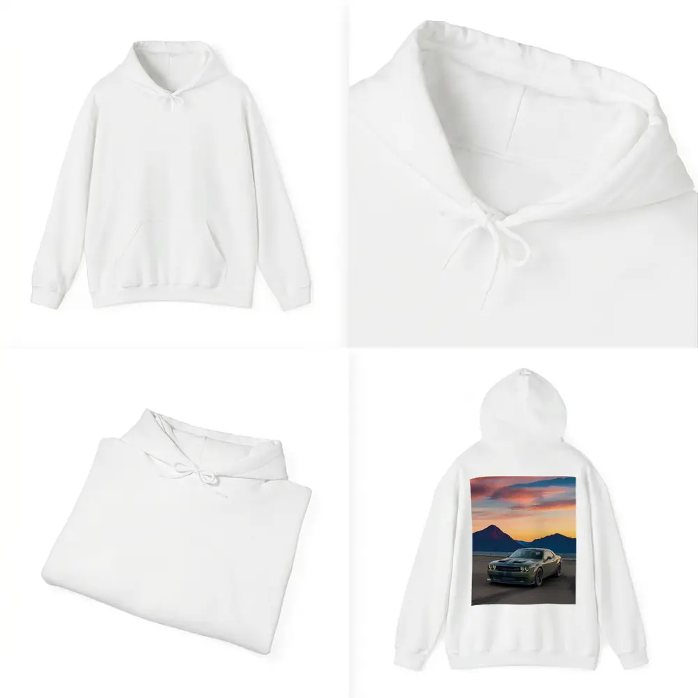 Dodge Challenger Muscle Car Sunset Mountains – Hoodies