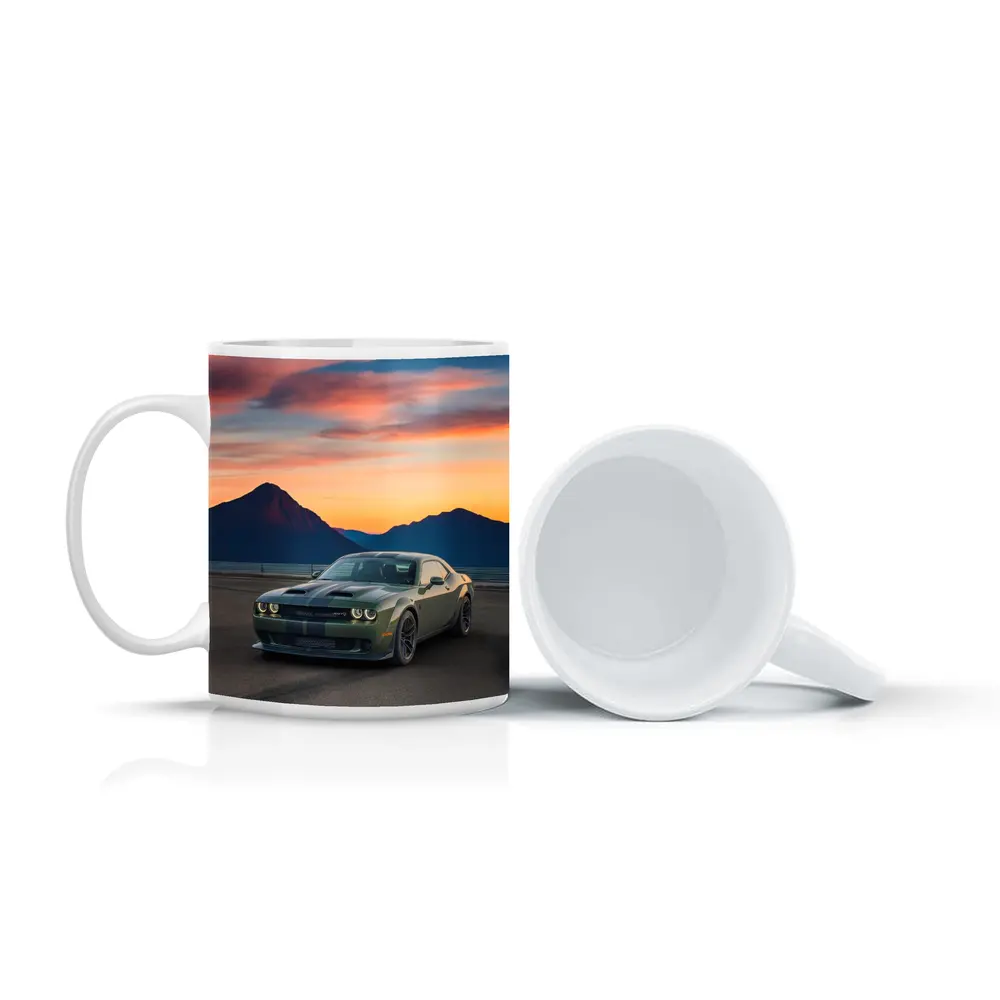 Dodge Challenger Muscle Car Sunset Mountains – Mugs