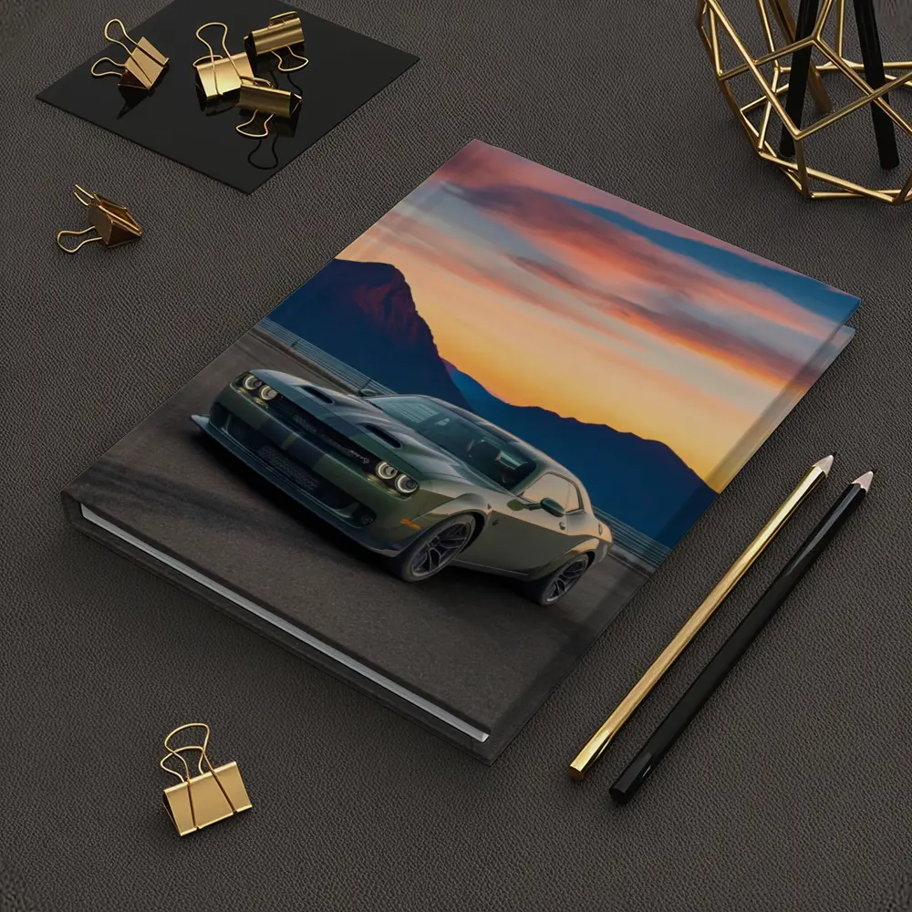 Dodge Challenger Muscle Car Sunset Mountains – Notebooks