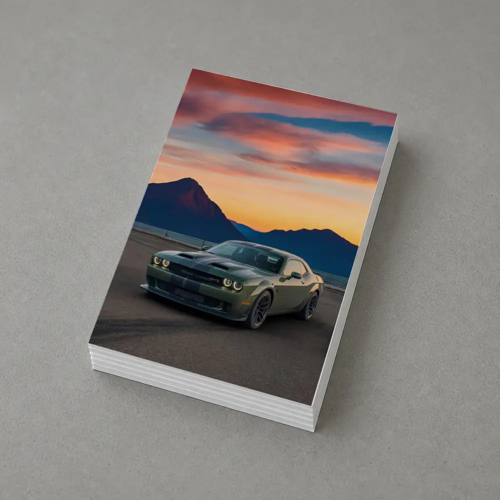 Dodge Challenger Muscle Car Sunset Mountains – Postcards