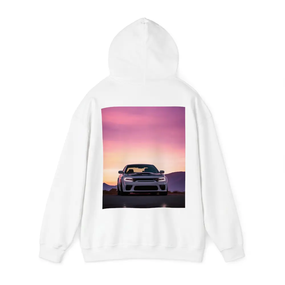 Dodge Charger Front View Sunset Sky – Hoodies