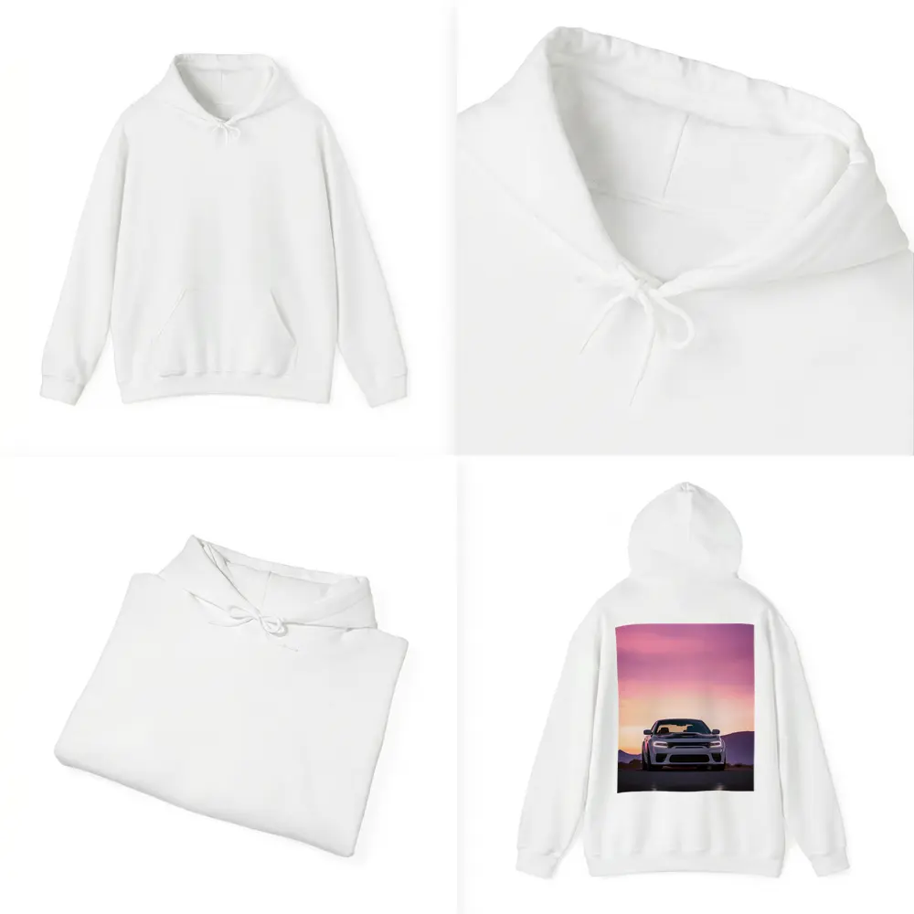 Dodge Charger Front View Sunset Sky – Hoodies