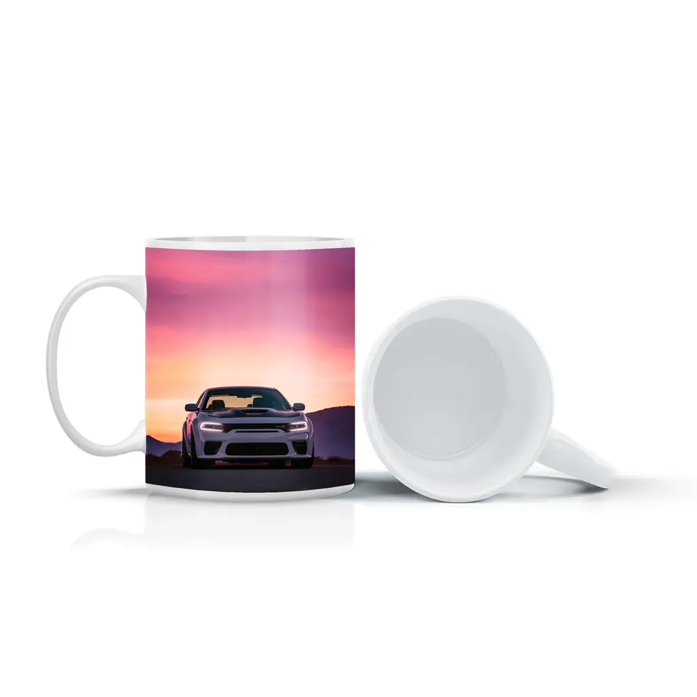 Dodge Charger Front View Sunset Sky – Mugs