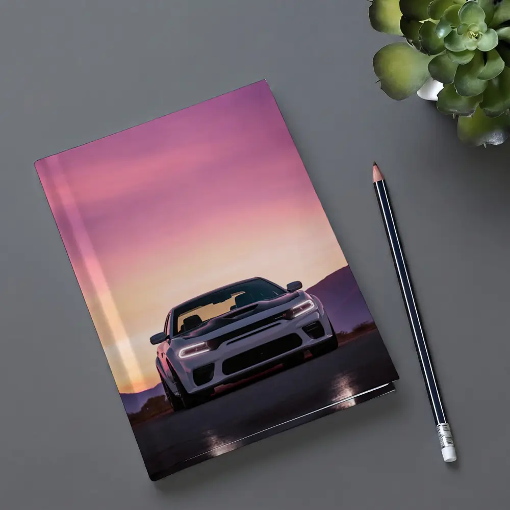 Dodge Charger Front View Sunset Sky – Notebooks