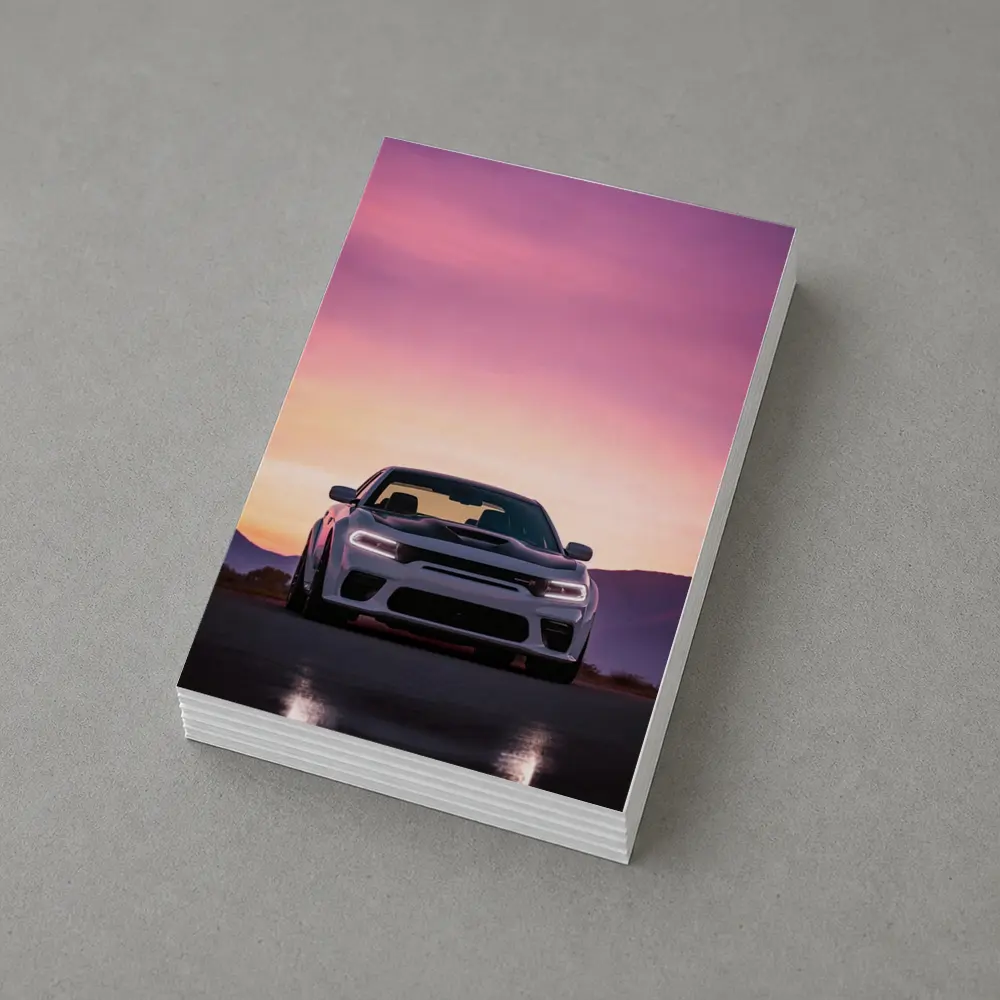 Dodge Charger Front View Sunset Sky – Postcards