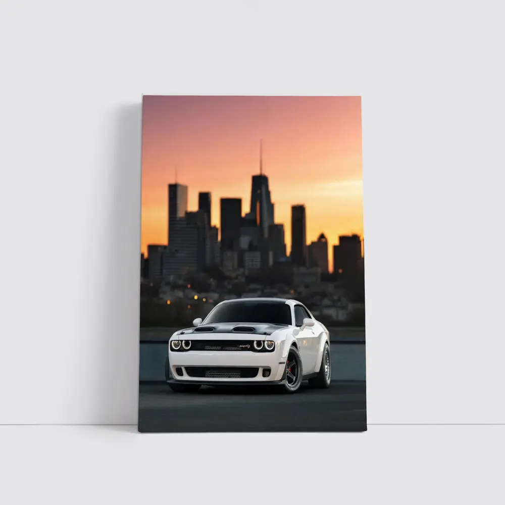 Dodge Challenger SRT City Sunset White – Wall Art