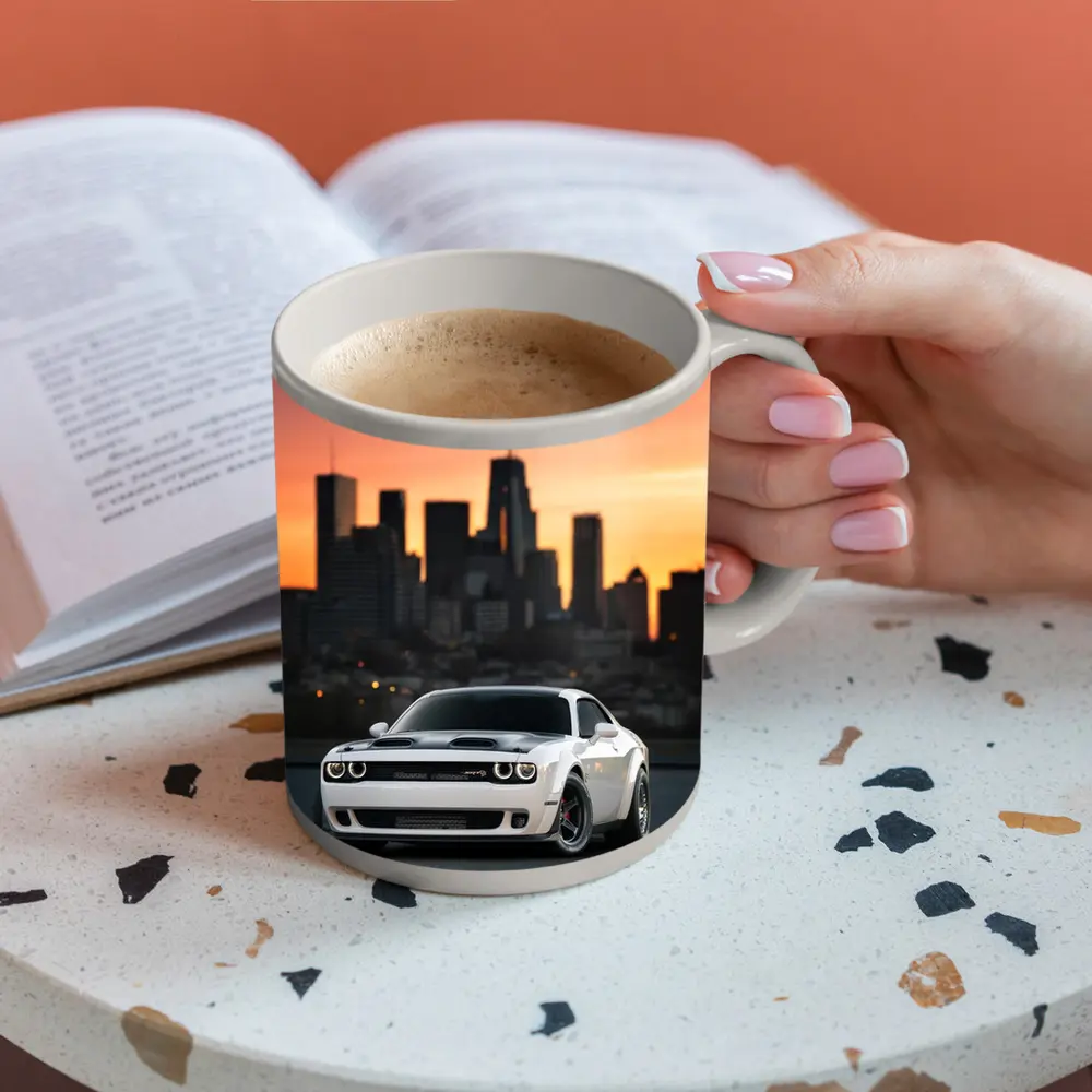 Dodge Challenger SRT City Sunset White – Mugs