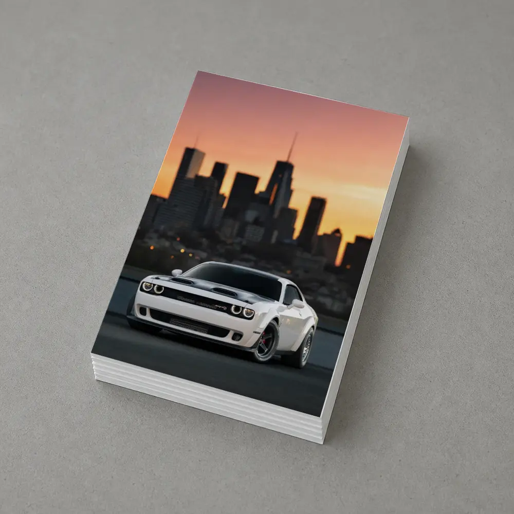 Dodge Challenger SRT City Sunset White – Postcards