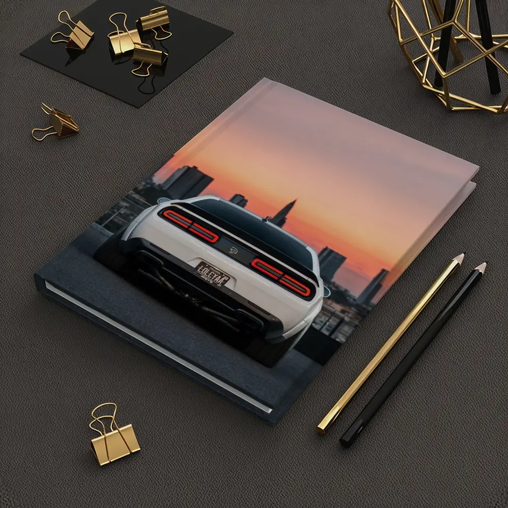 Dodge Challenger Rear City Sunset View – Notebooks