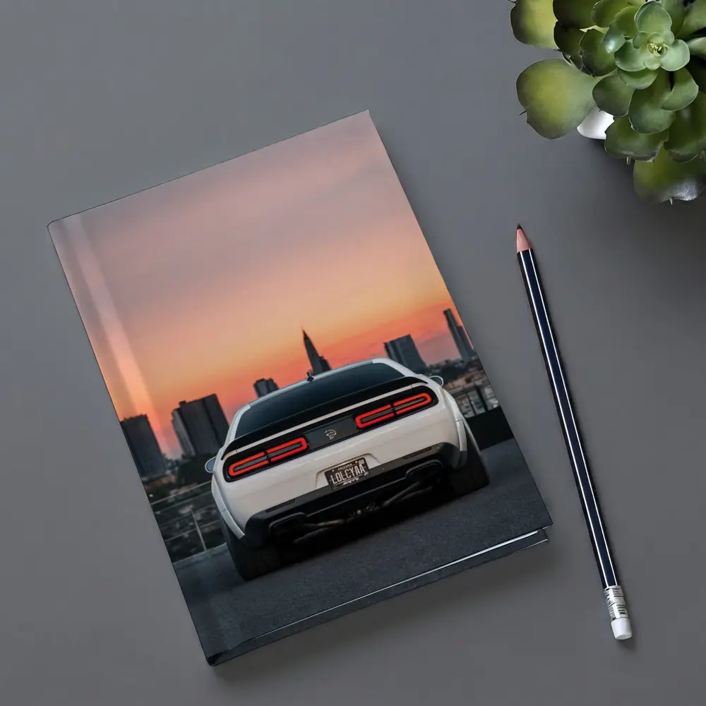 Dodge Challenger Rear City Sunset View – Notebooks