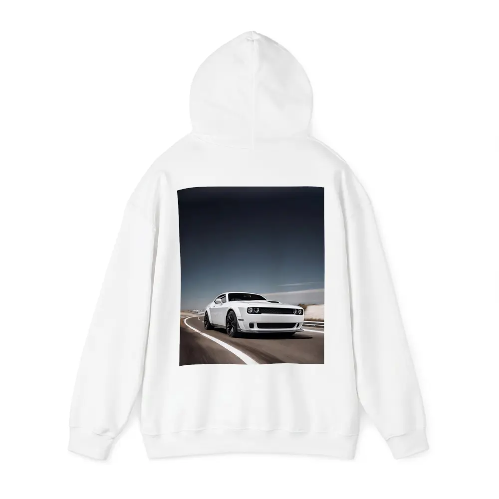 Dodge Challenger White Muscle Car Open Road – Hoodies