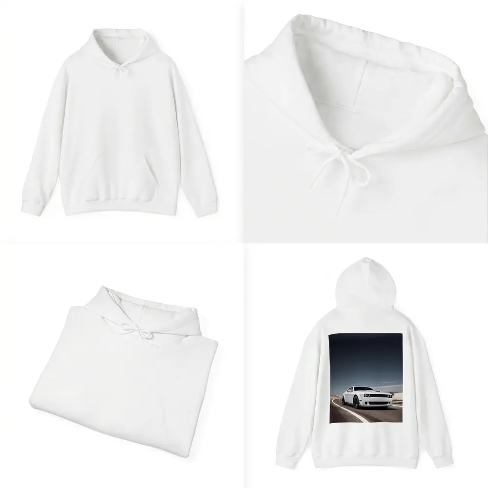 Dodge Challenger White Muscle Car Open Road – Hoodies