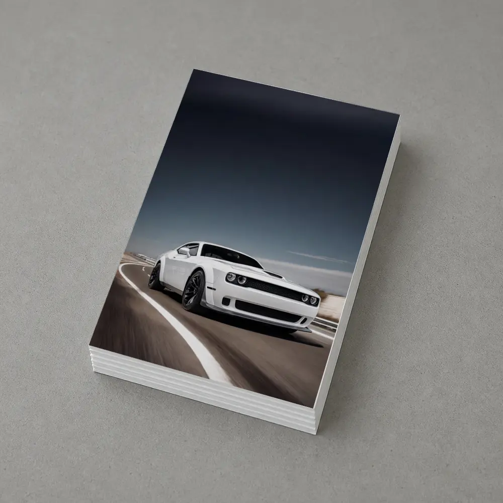 Dodge Challenger White Muscle Car Open Road – Postcards