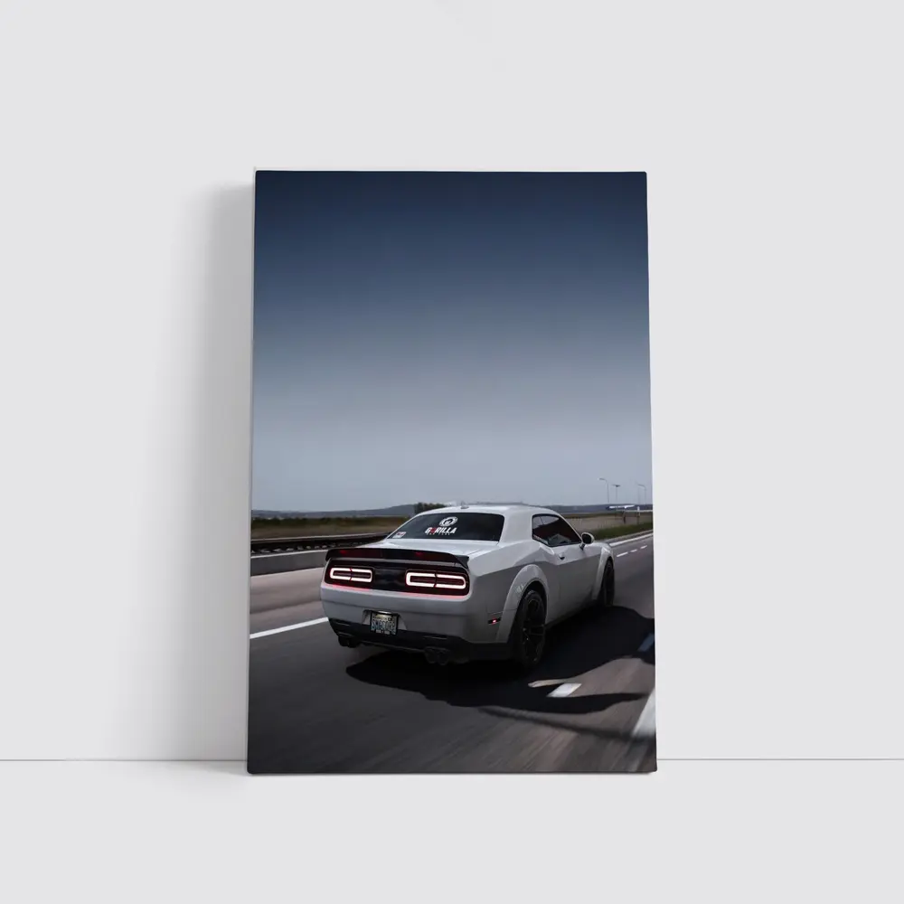 Dodge Challenger Hellcat On Open Highway – Wall Art