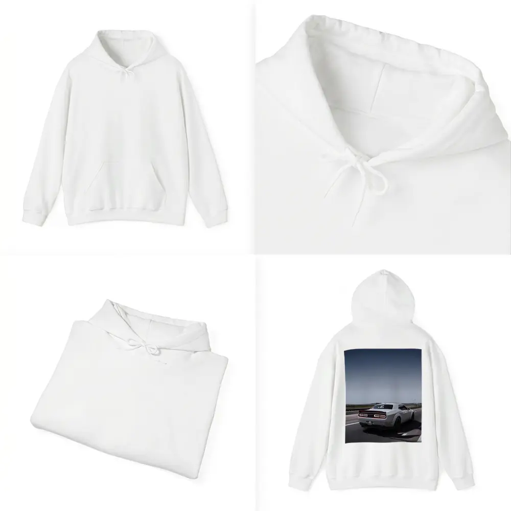 Dodge Challenger Hellcat On Open Highway – Hoodies