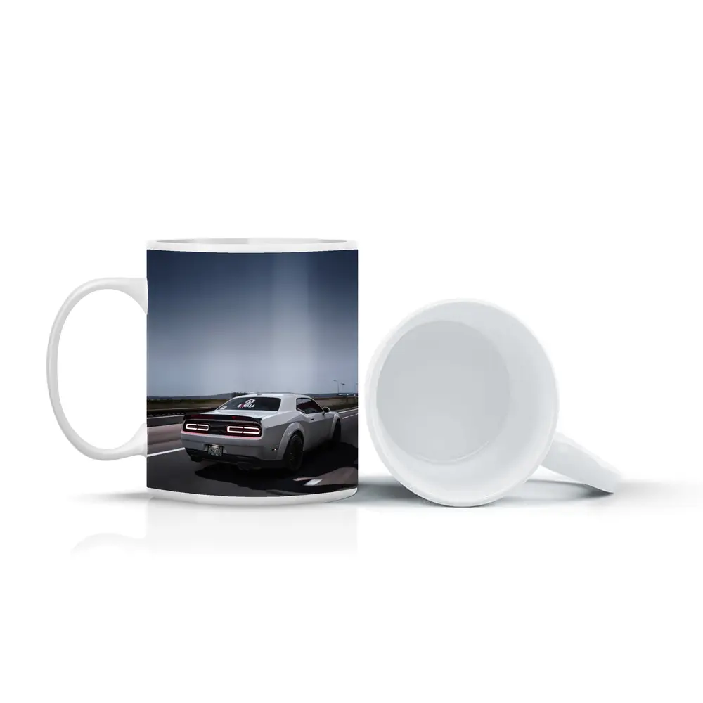 Dodge Challenger Hellcat On Open Highway – Mugs