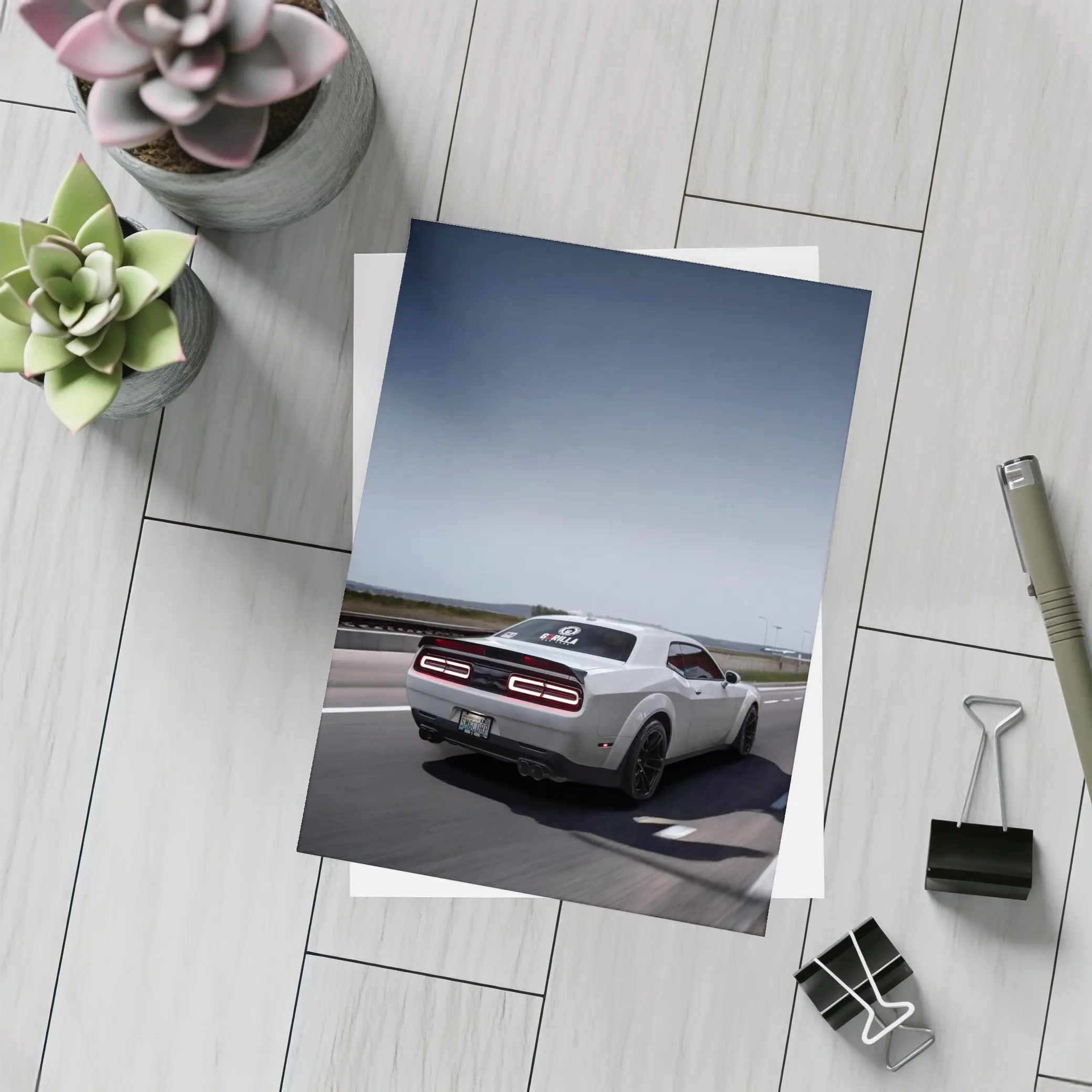 Dodge Challenger Hellcat On Open Highway – Postcards