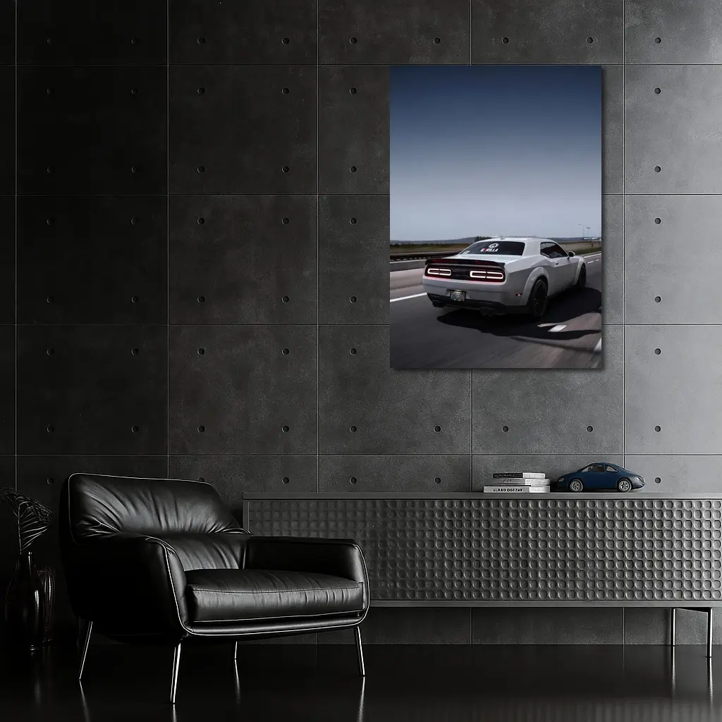 Dodge Challenger Hellcat On Open Highway – Wall Art