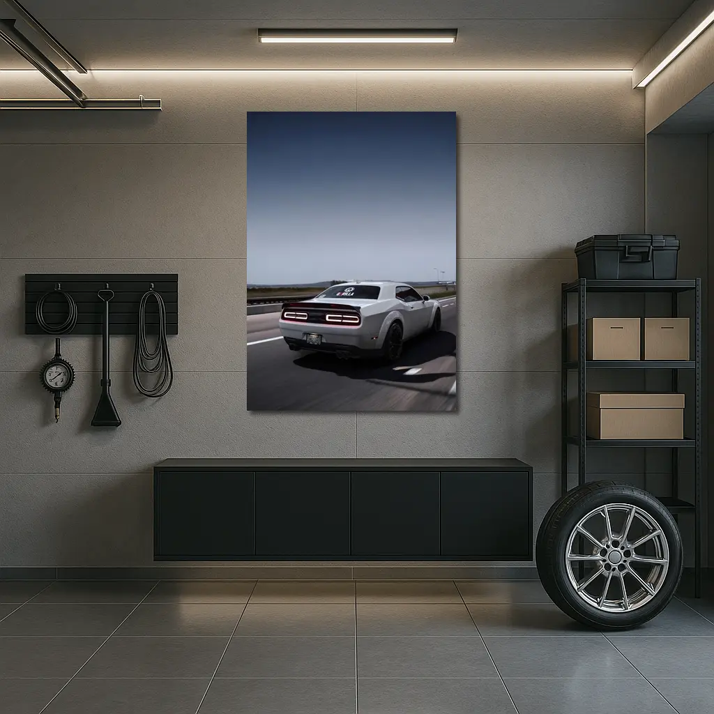 Dodge Challenger Hellcat On Open Highway – Wall Art