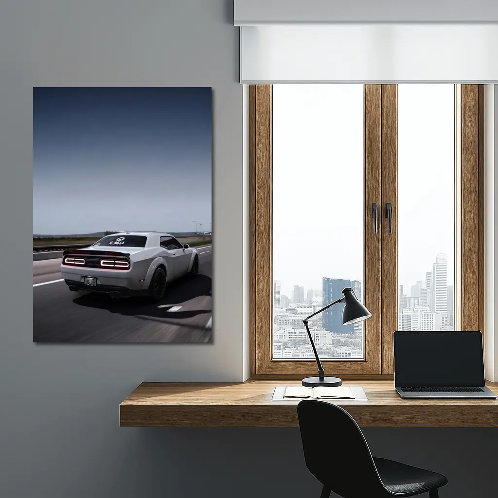 Dodge Challenger Hellcat On Open Highway – Wall Art